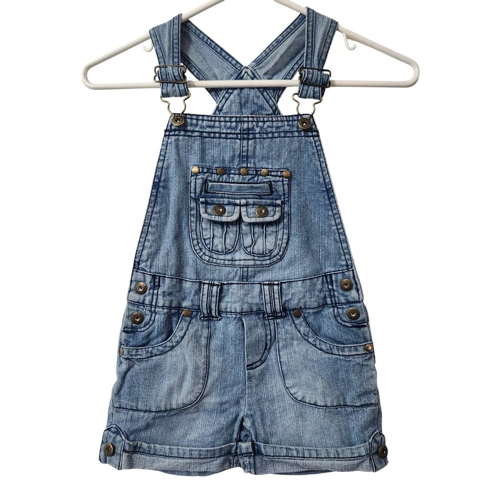 Vintage girls‎ denim short overalls size 6 Faded Glory